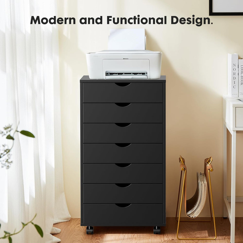 OLIXIS 7 Drawer File Cabinet on Wheels, Printer Stand