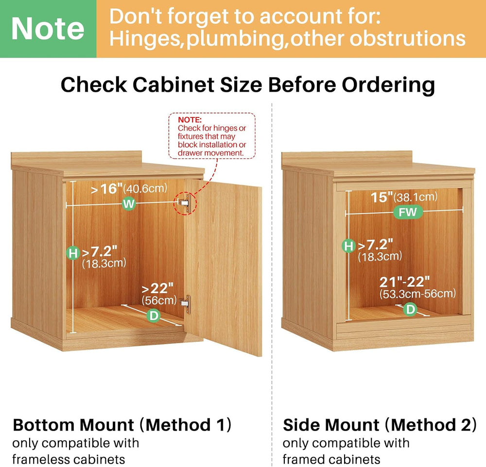 Pull Out Cabinet Organizer, Soft Close Slide Out Solid Wooden Drawers(15"...