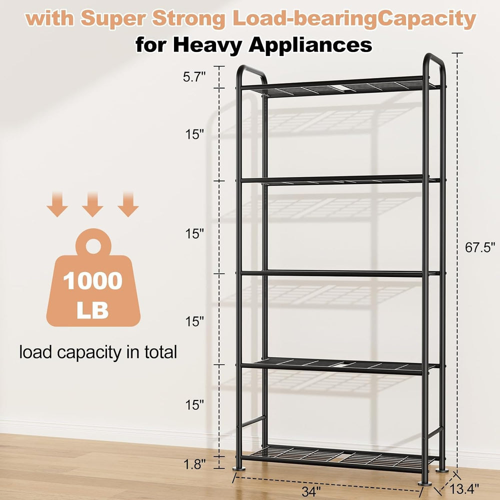 VTRIN Storage Shelves, 5 Tier Garage Shelving with Leveling Feet, Sturdy Meta...