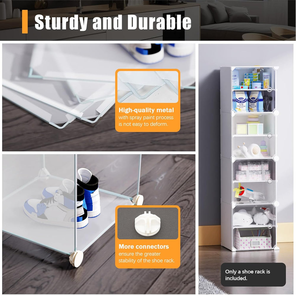Shoe Rack Organizer, 12 Tier Shoe Storage Cabinet Stackable Detachable Free S...