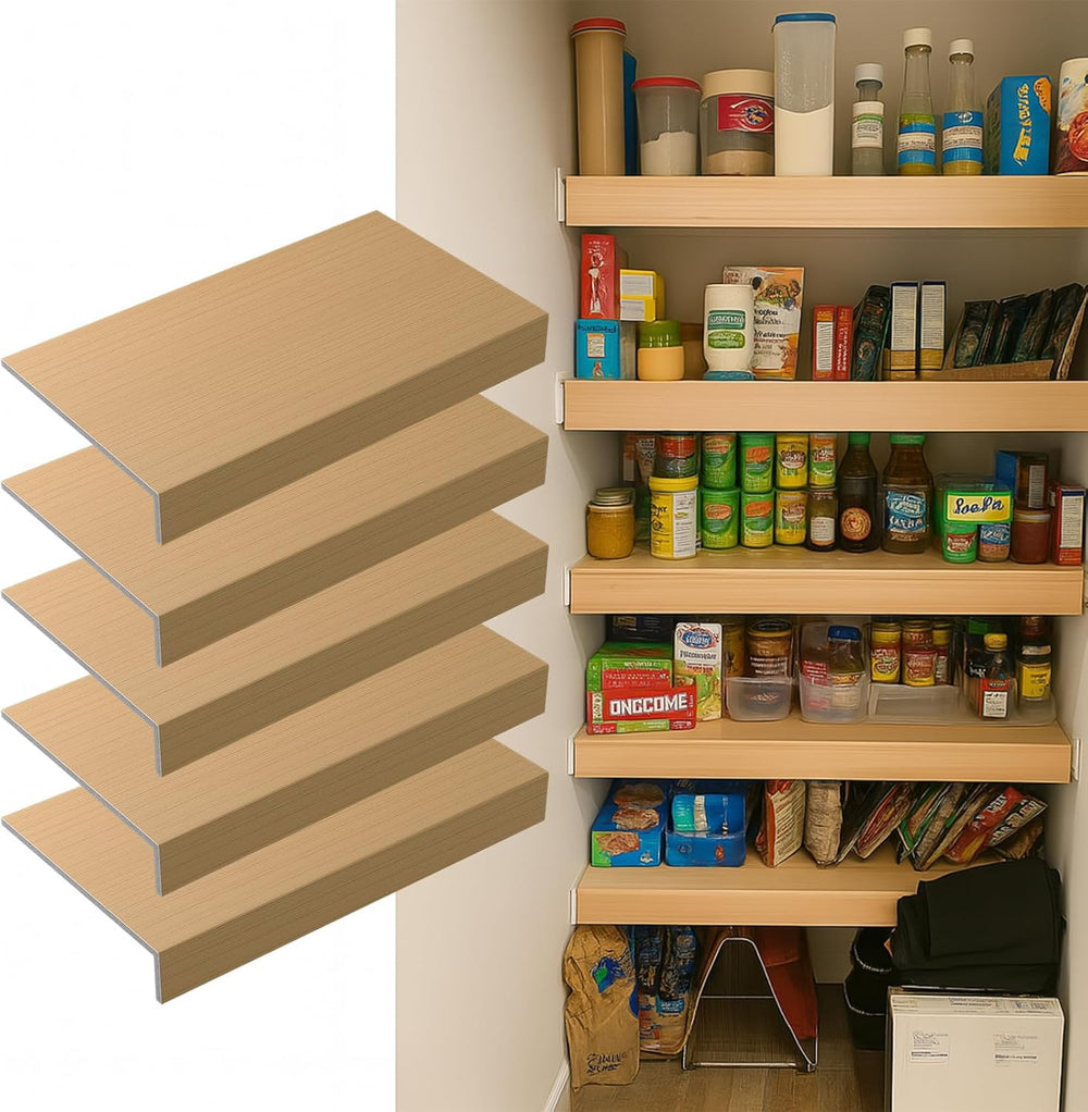 5 Pack 46x16in Wire Shelf Cover for Pantry, Closet, Kitchen – Waterproof Faux...
