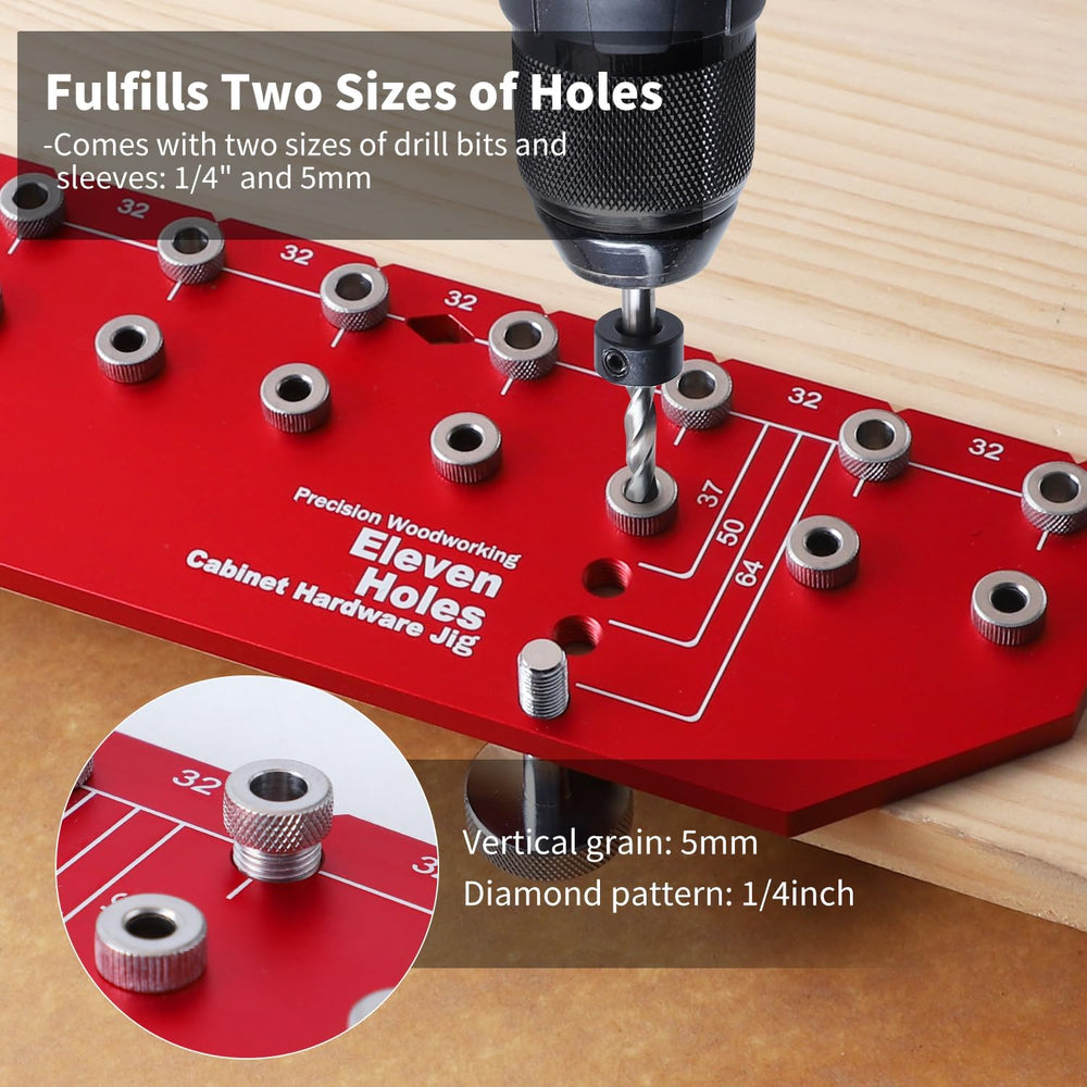 RUITOOL Shelf Pin Jig, 11-Hole Aluminum Shelf Hole Jig with Built-in Clamp
