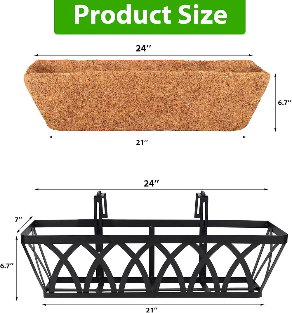 Deck Balcony Railing Planter Window Boxes - 3 Pack 24 Inch Planter Box, Balco...