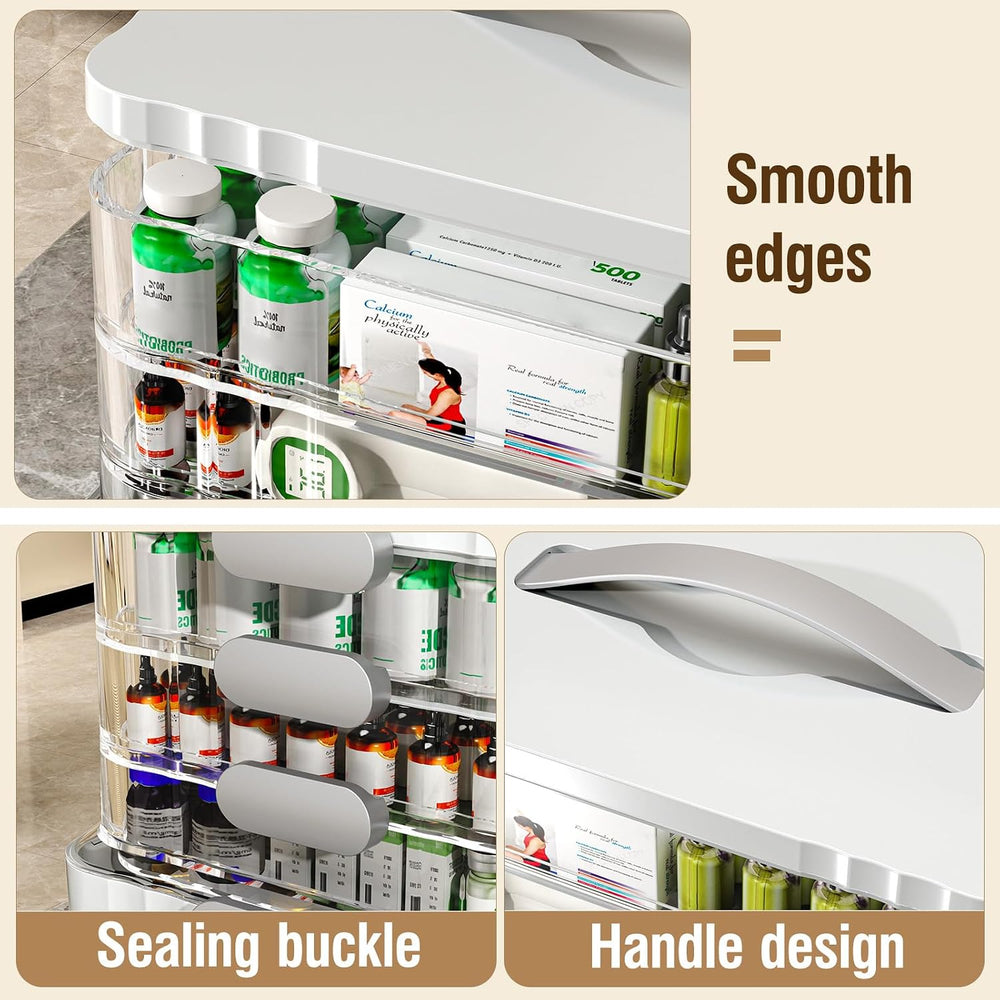 ARSTPEOE 3-Tier Medicine Organizer - Portable Medicine Cabinet with Handle