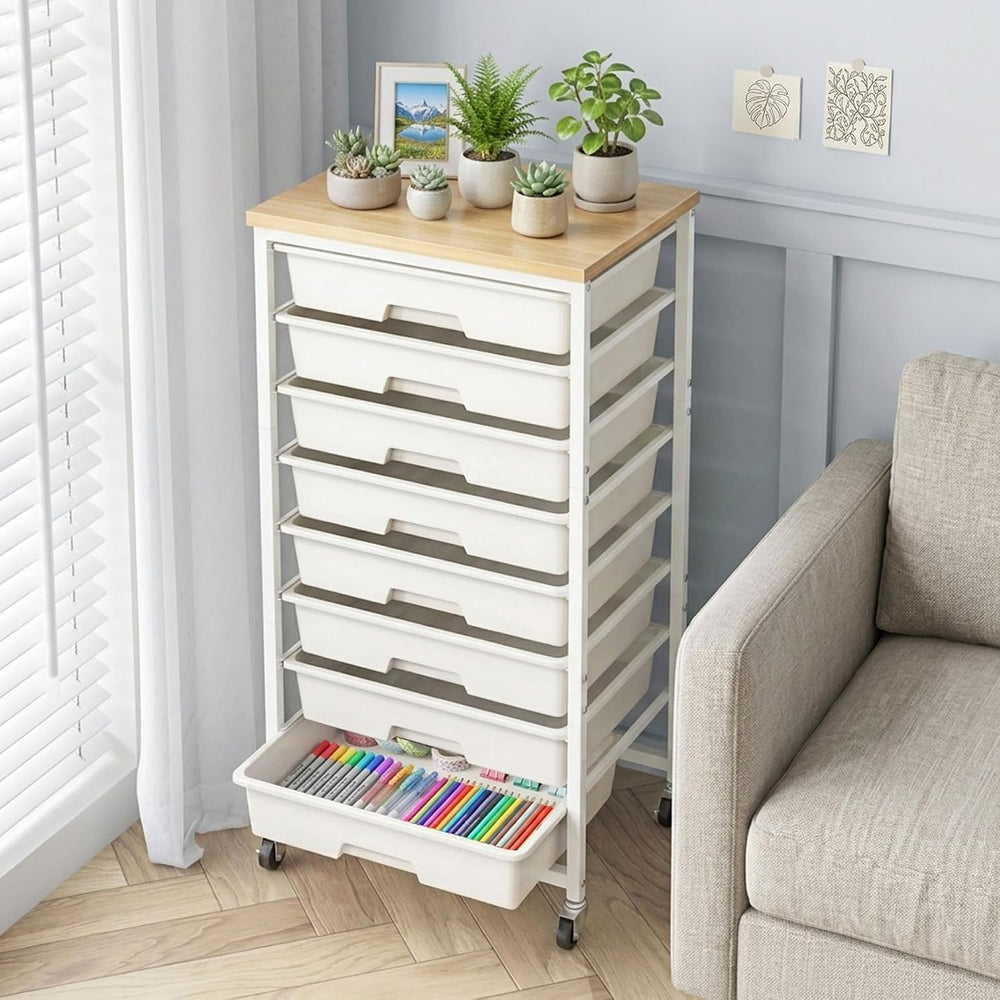 Rolling Storage Cart 8 Drawers Utility Organizer with Wheels