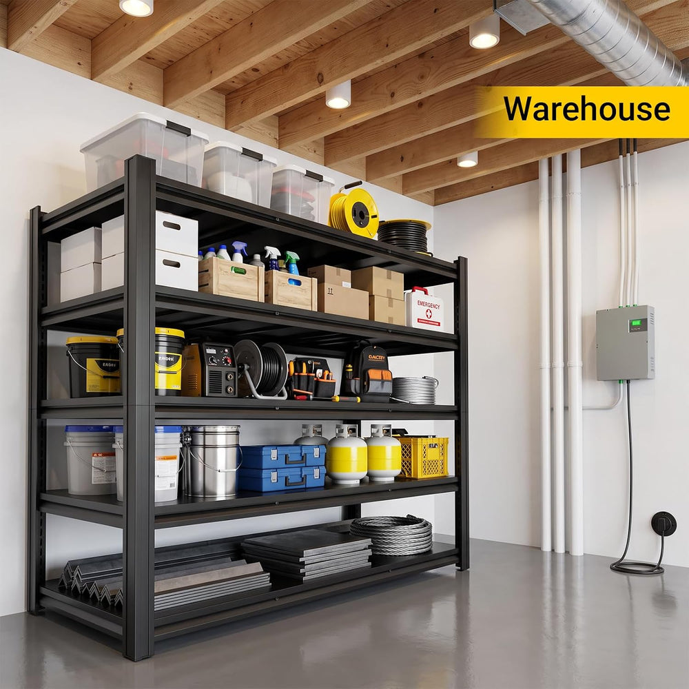 5-Tier Heavy Duty Garage Shelving, 5000LBS Capacity Boltless Rack, 72" H...