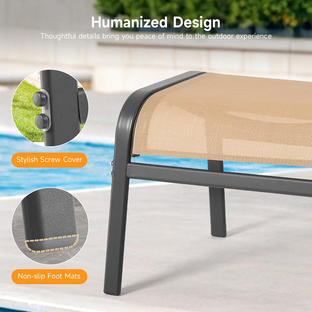 ONBRILL Outdoor Ottoman Set of 2, Oversized Outdoor Foot Rest, Beige