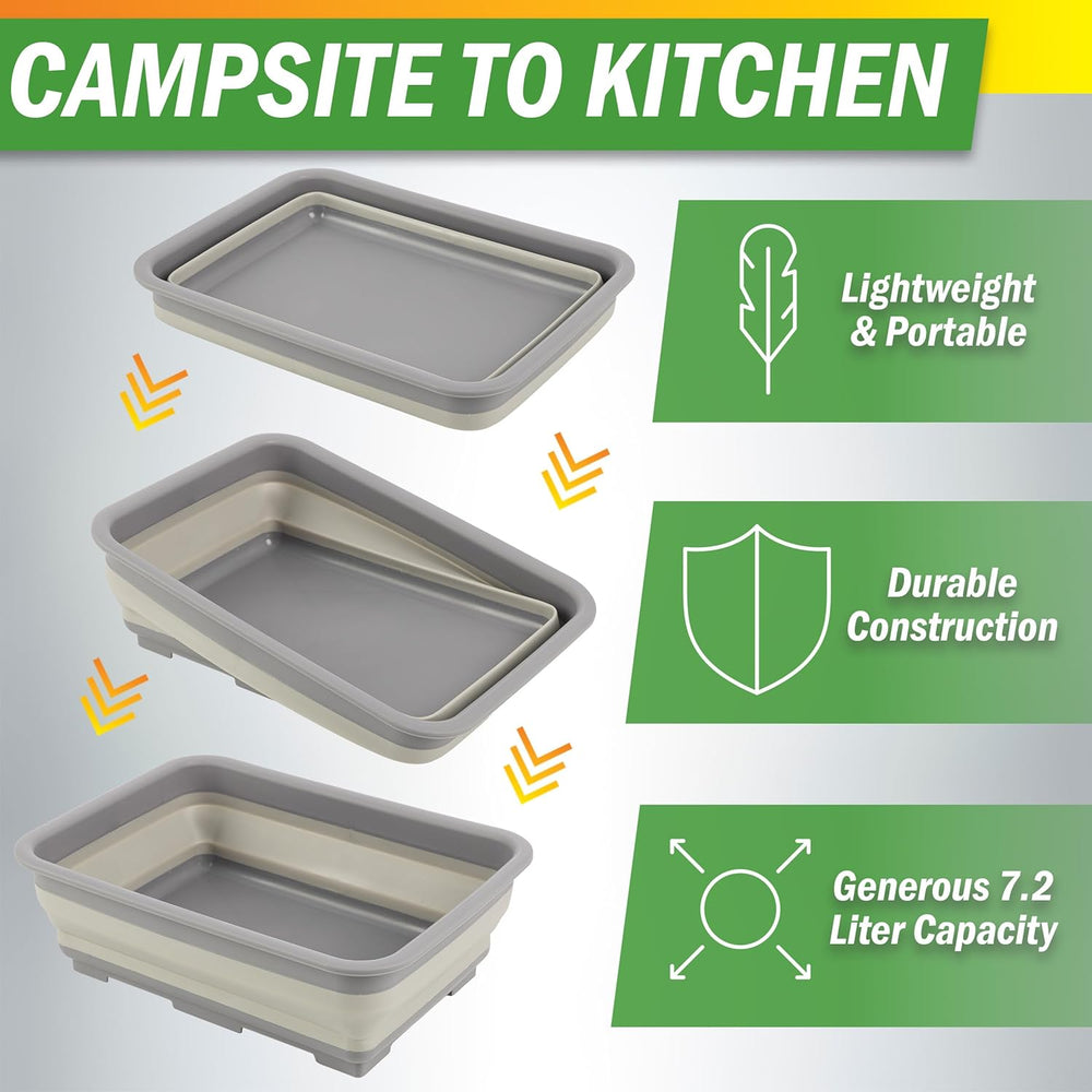 Collapsible Bucket for Cleaning 2-Pack - 7.27L Foldable Wash Bin Dish Tubs - ...
