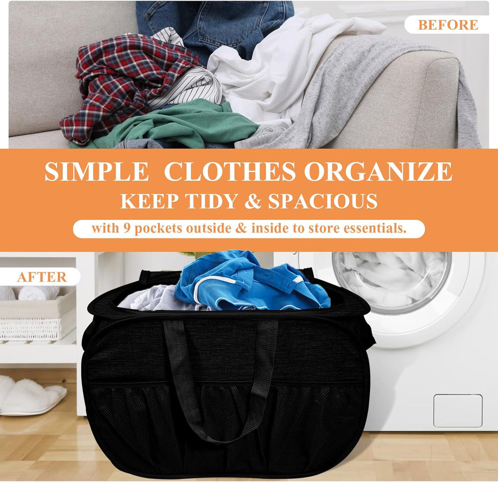 4 Pack Collapsible Laundry Baskets with Lid, Foldable Laundry Basket with 6 P...