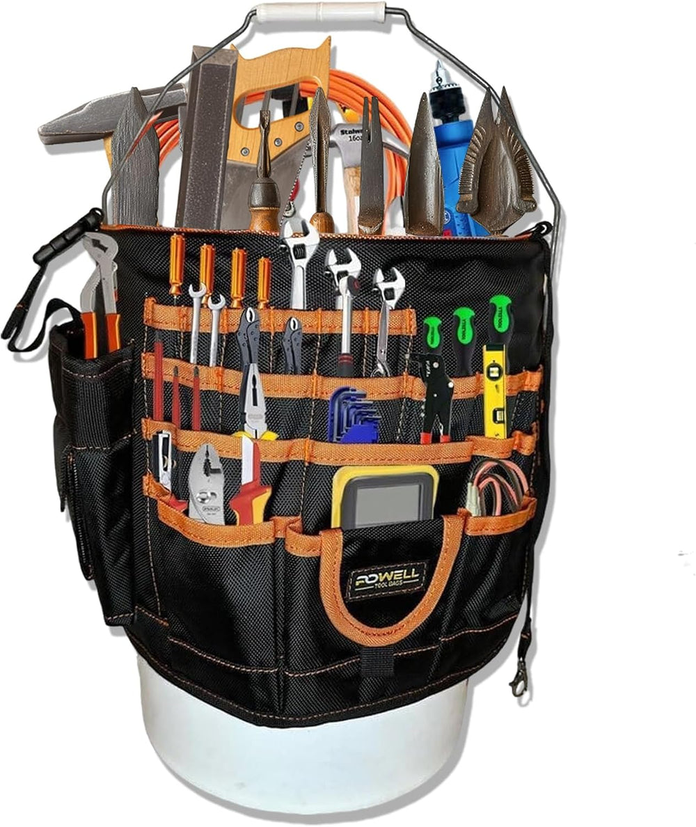 5 Gallon Bucket Tool Organizer Bag - Lightweight Tool Organizer Bag with 60 P...