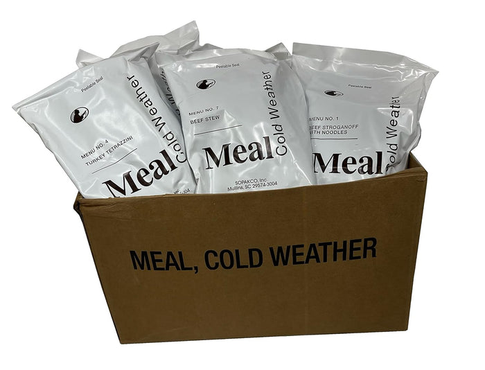 Cold Weather MCW MRE Full New Case MEALS READY TO EAT MOUNTAIN INSP 03/24 or Newer 12 Complete Survival Entrees
