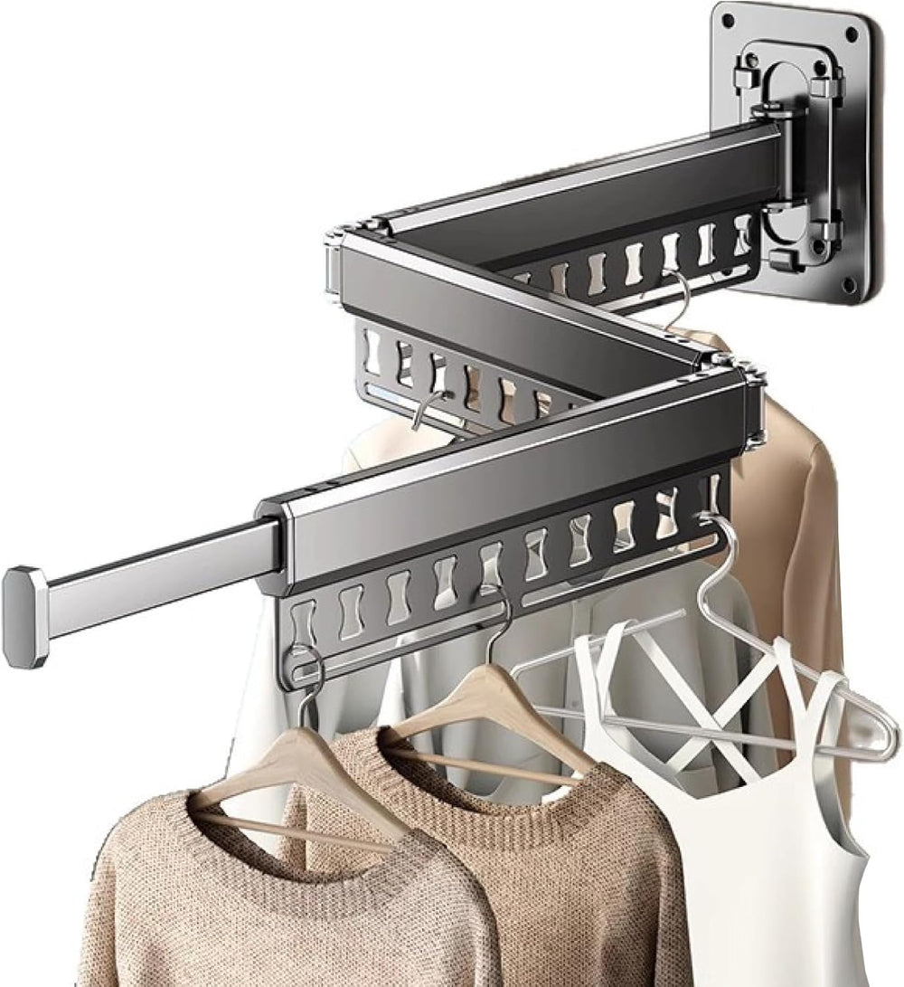 Clothes Drying Rack Wall-Mounted, 3-Fold Retractable Clothes Hanger with Wind...
