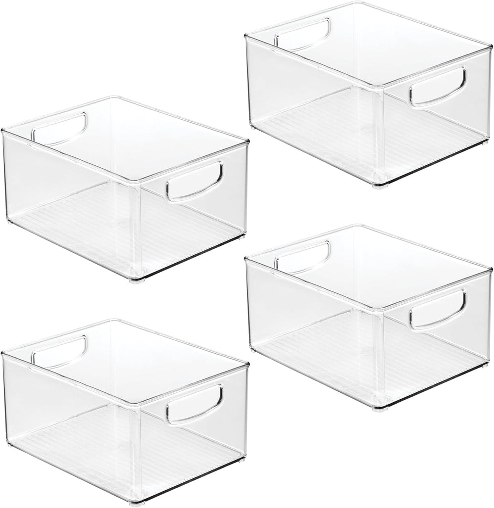 iDesign Stackable Storage Bin with Handles, Set of 4, Clear