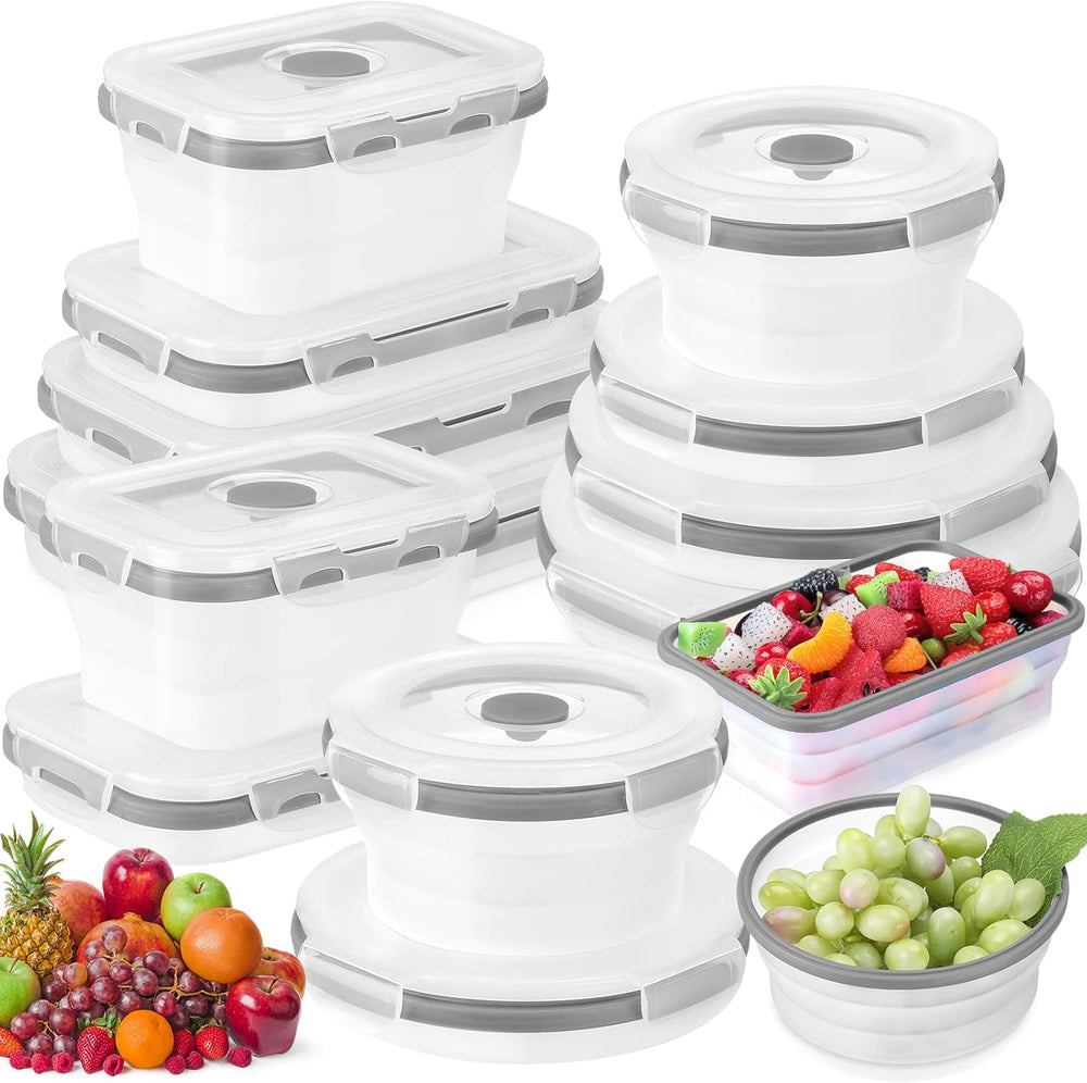 Dandat 12 Silicone Collapsible Food Storage Containers Foldable Silicone Lunc...