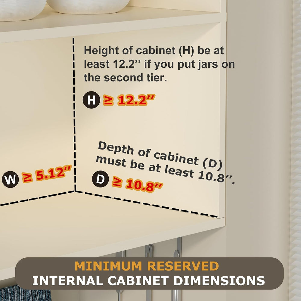 Bamboo Pull-Out Spice Rack for Cabinet, 5.12" Narrow 2-Tier Organizer
