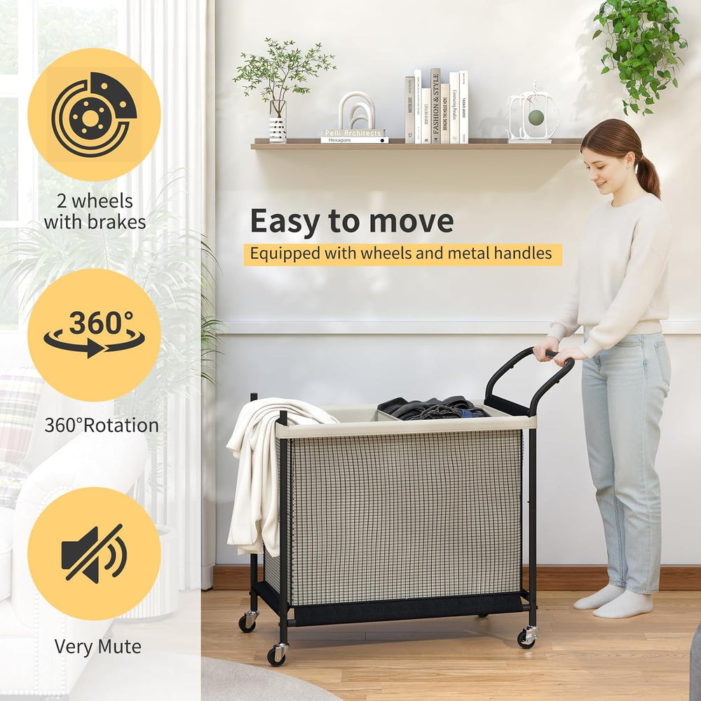 Laundry Hamper with Wheels,Laundry Basket with Removable and Washable Liner B...