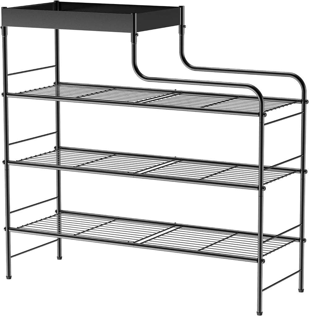 Free Standing Shoe Racks 3 Tier with Storage Box, Metal Shoe Organizer for Cl...