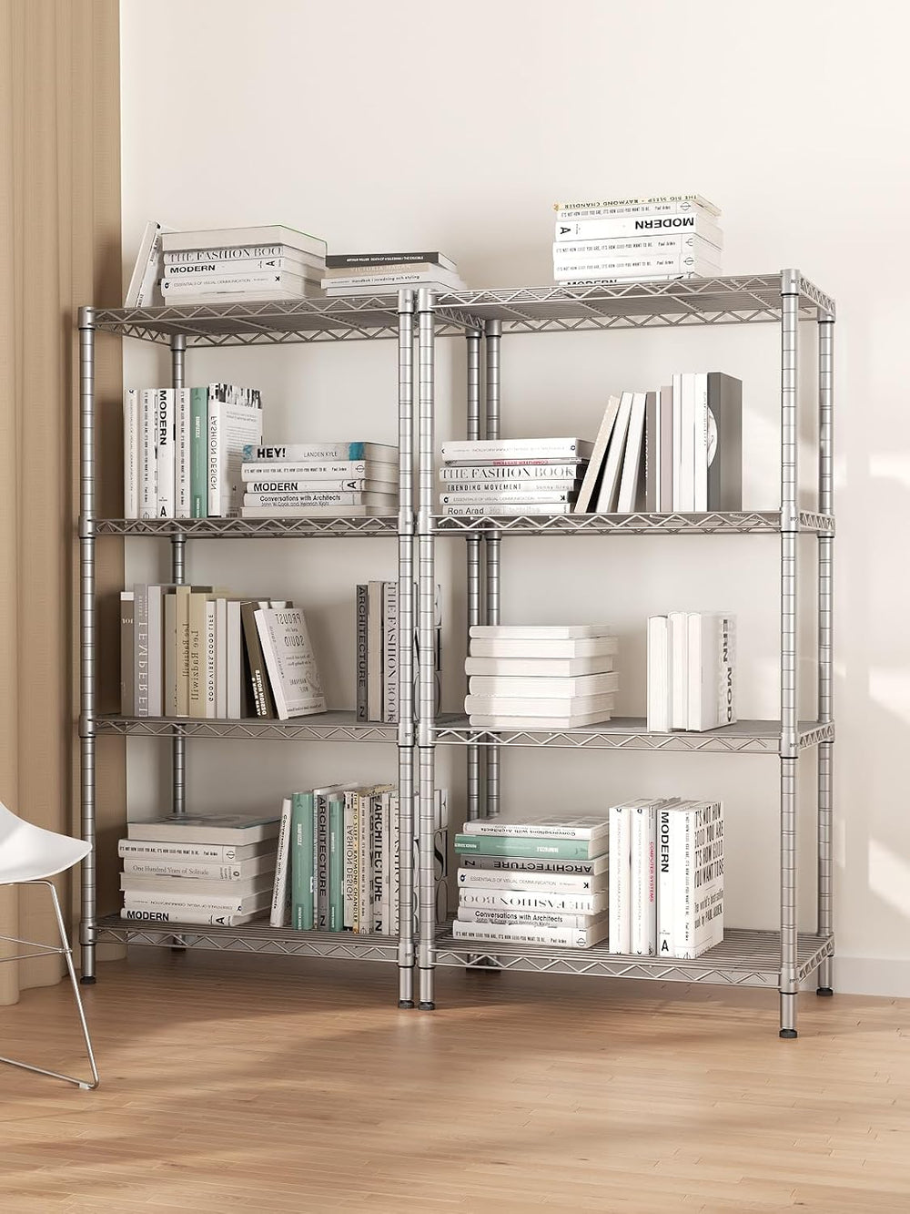 4 Metal Shelves Wire Shelving Storage Shelf Adjustable Unit Pantry
