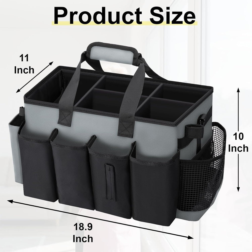 Wearable Large Cleaning Caddy Bag for Housekeepers (Black&Gray)