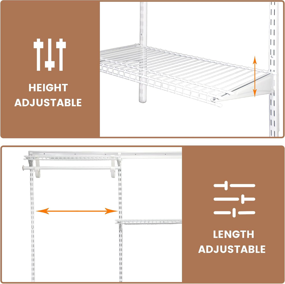 4-6 Ft Closet Organizer System, Adjustable Metal Wire White Closet System, Ex...