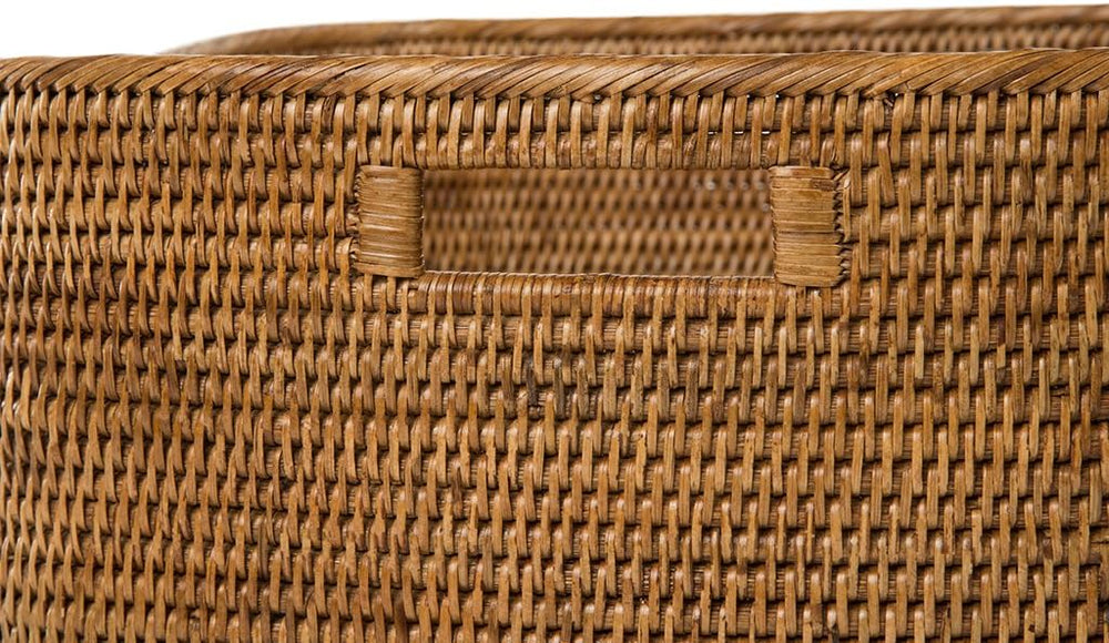 KOUBOO Oblong Rattan Storage Basket with Handles, Large Bin Honey Brown