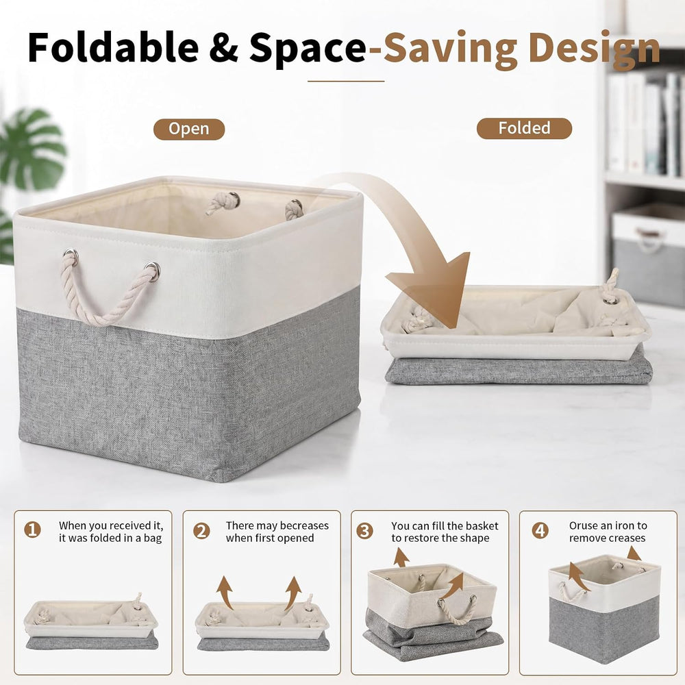 13×15×13 Inch Foldable Fabric Storage Basket with Handles