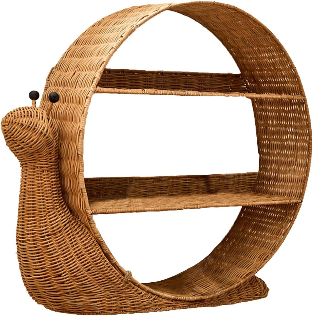 Generic Boho Arched Woven Rattan 3-Tier Wall Shelf, Snail Shaped Wall Mount, ...