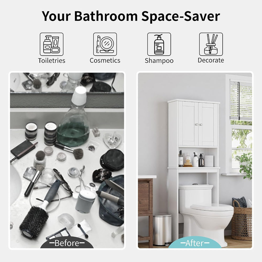 Shintenchi Over the Toilet Storage Cabinet, Bathroom Shelf, White