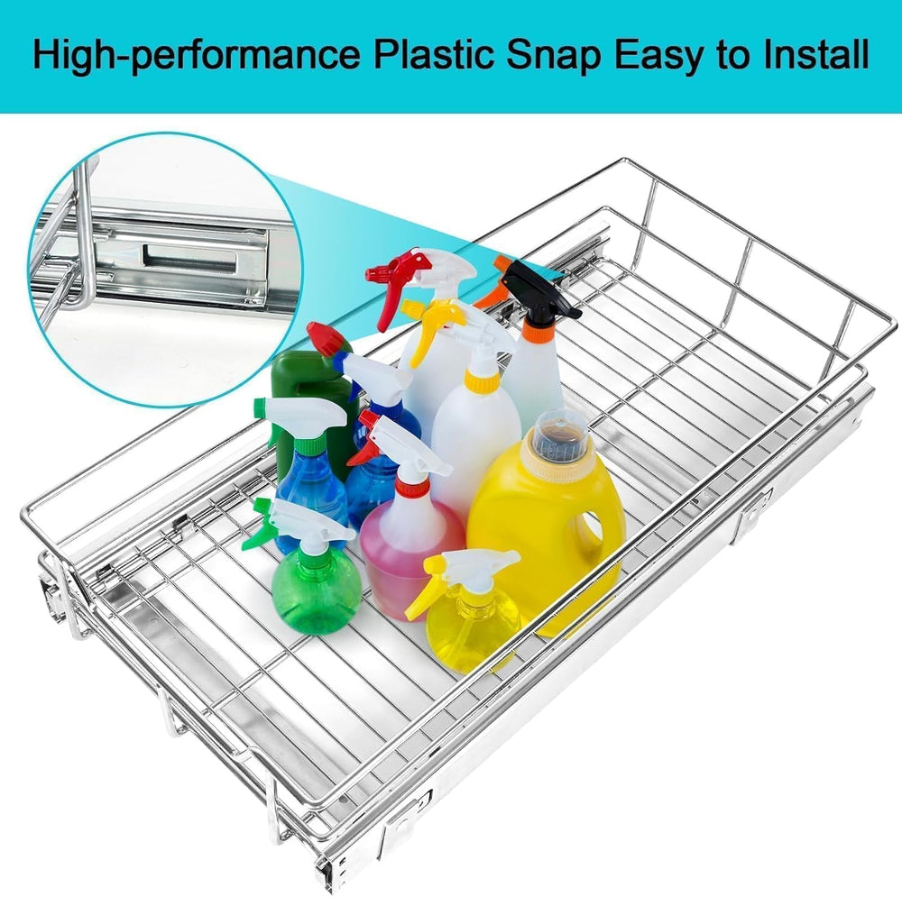 Pull Out Cabinet Organizer 15" W X 22" D, Chromed, Full Slide Out D...