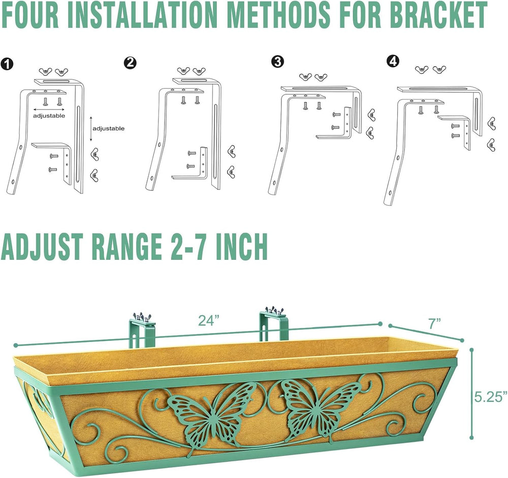 6 Pack 24 Inch Window Boxes Planter for Outdoor Plants Deck Railing Planters ...