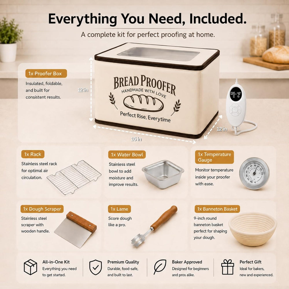 CasaChic Bread Proofing Box Kit - Folding Dough Proofer - Foldable Sourdough ...