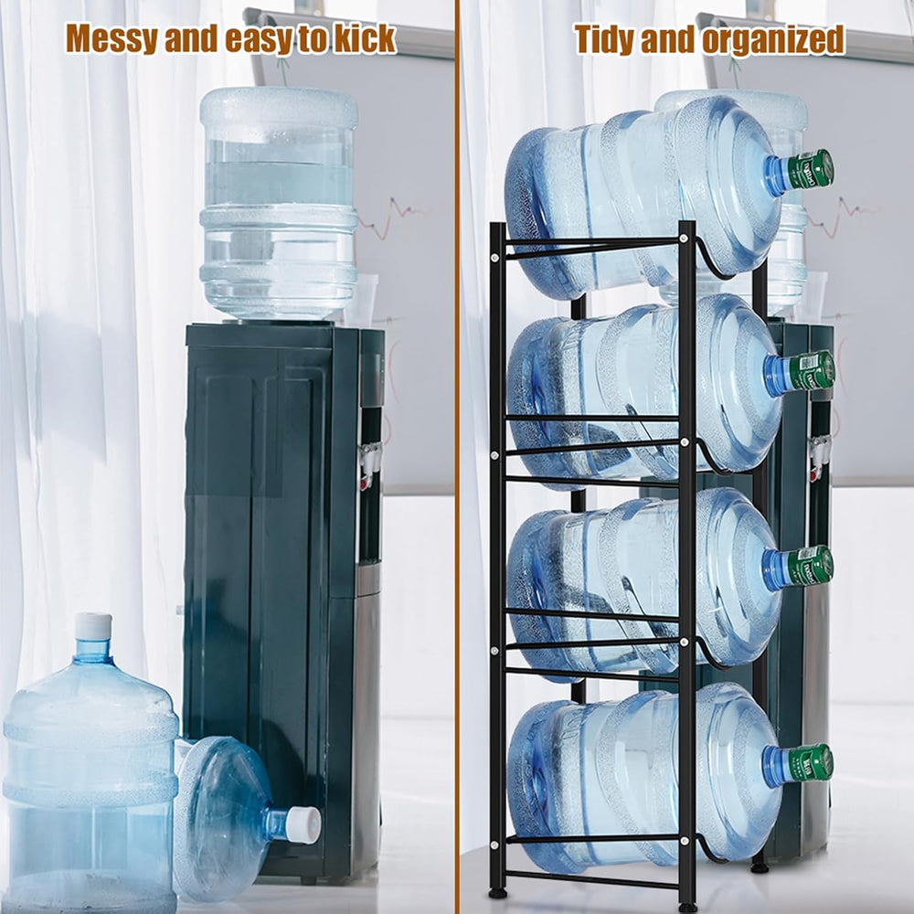 smusei 5 Gallon Water Bottle Holder 4 Tier Water Cooler Jug Stand Storage wit...