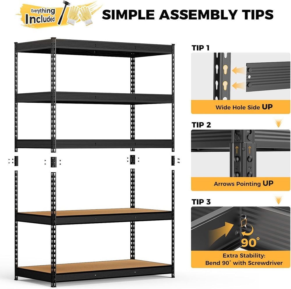 CAMMOO 4000LBS 5 Tier Metal Garage Shelving Unit, 72" H x 48" W x 2...