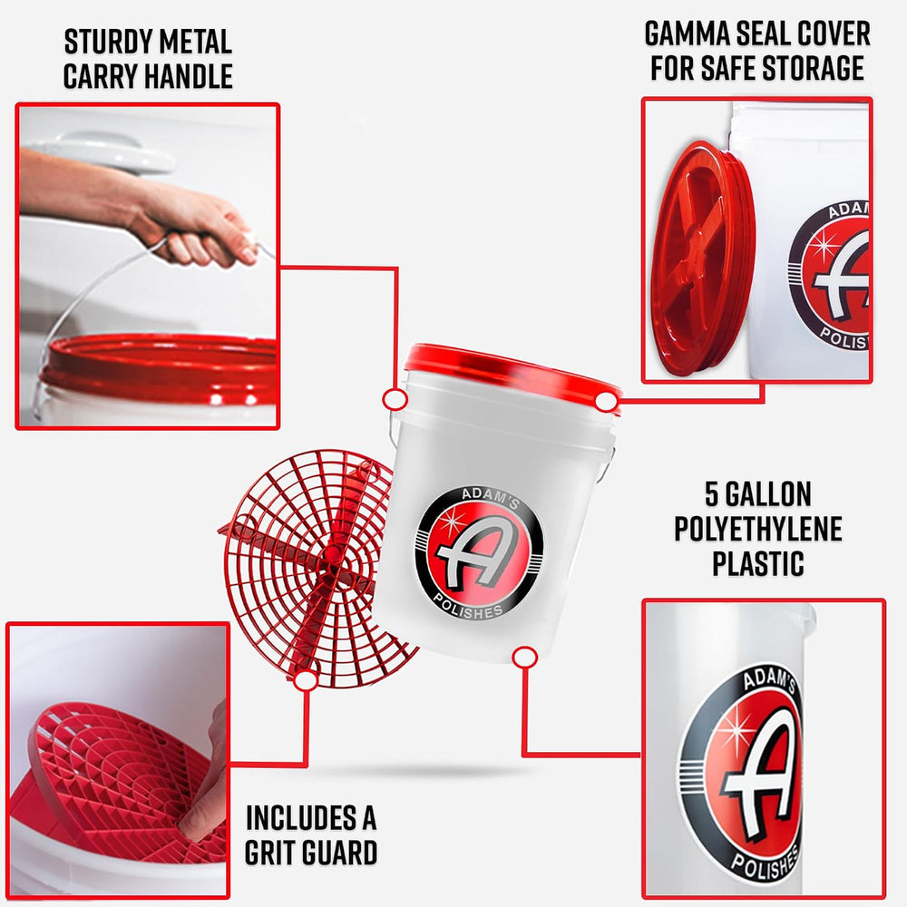 Adam's Polishes Car Wash Bucket (5 Gallon Bucket + Grit Guard + Gamma Sea...