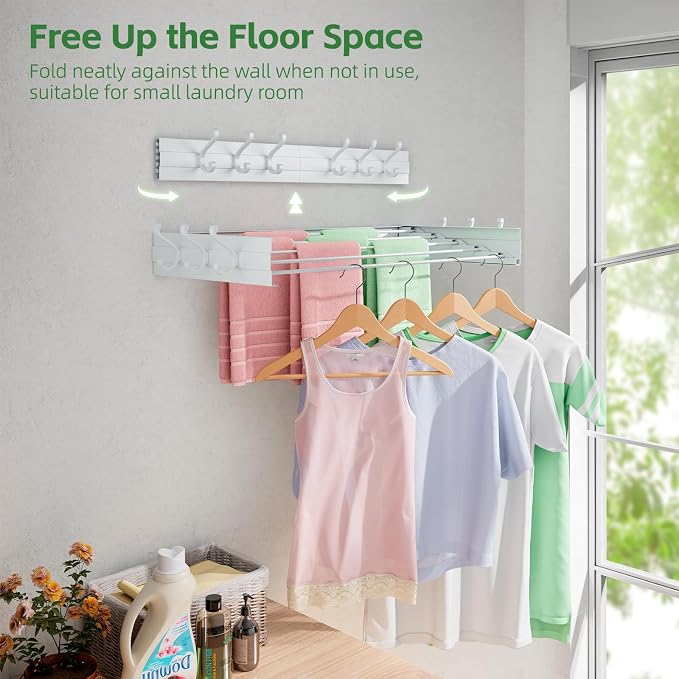 Wall Mounted Drying Rack 31.5", Foldable Clothes Drying Rack