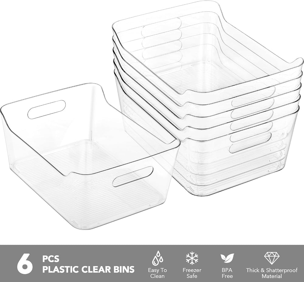 Tiawudi 6 Pack Plastic Storage Bins, Extra Large Pantry Organizer, 13.5"...