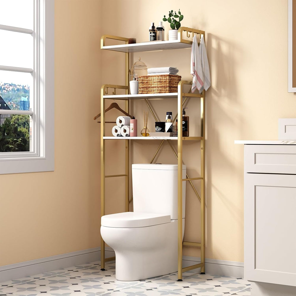 Over The Toilet Storage Rack with 3-Tier Shelves, Space Saver Toilet Shelf, L...