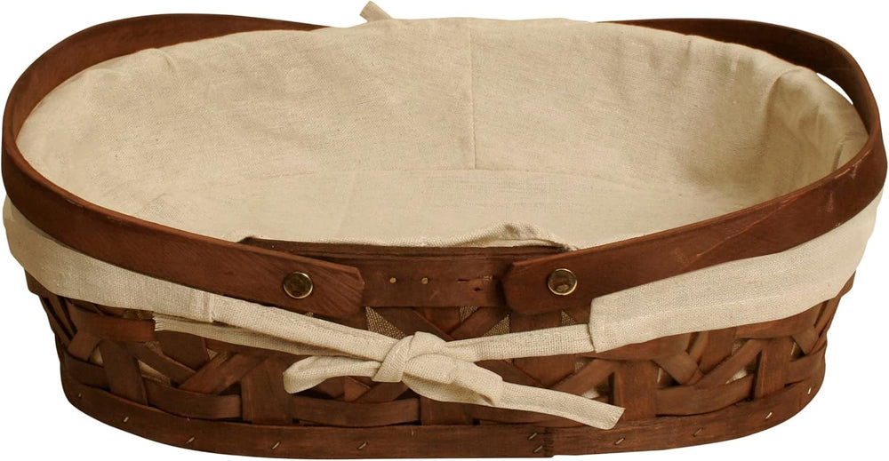 wald imports 15" Stained Woodchip w/Cloth Liner Basket, Brown