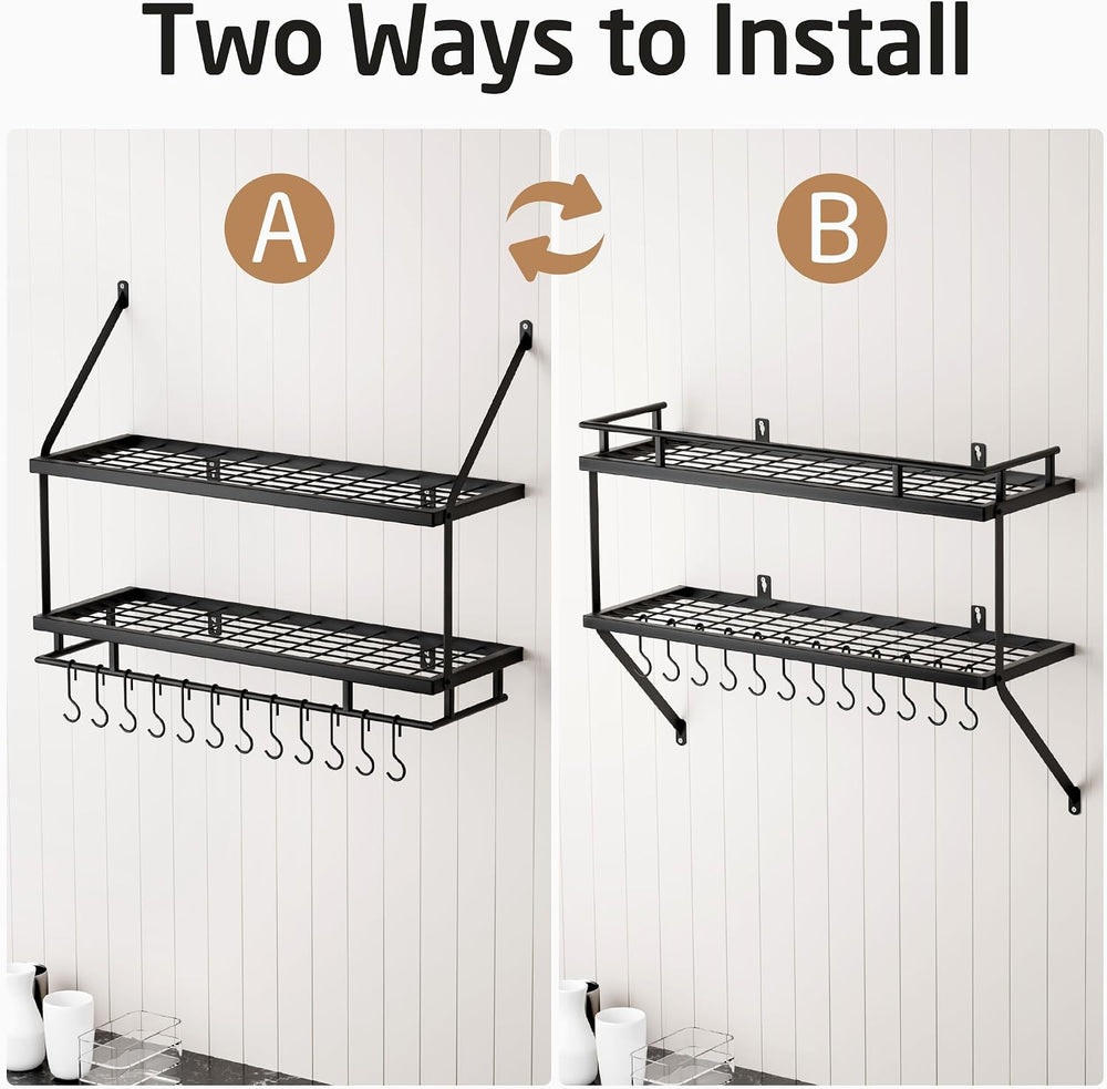 KES 30-Inch Kitchen Pot Rack - Mounted Hanging Rack for Kitchen Storage and O...