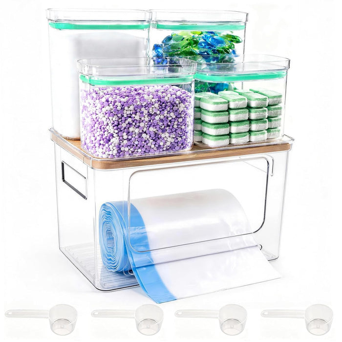 5-in-1 Trash Bag Dispenser, Laundry & Dishwasher Pods Storage Container