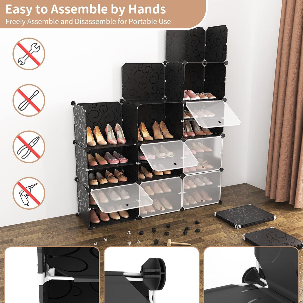 ROJASOP Portable Shoe Rack Organizer, 72 Pairs Covered Shoe Rack Shoe Organiz...