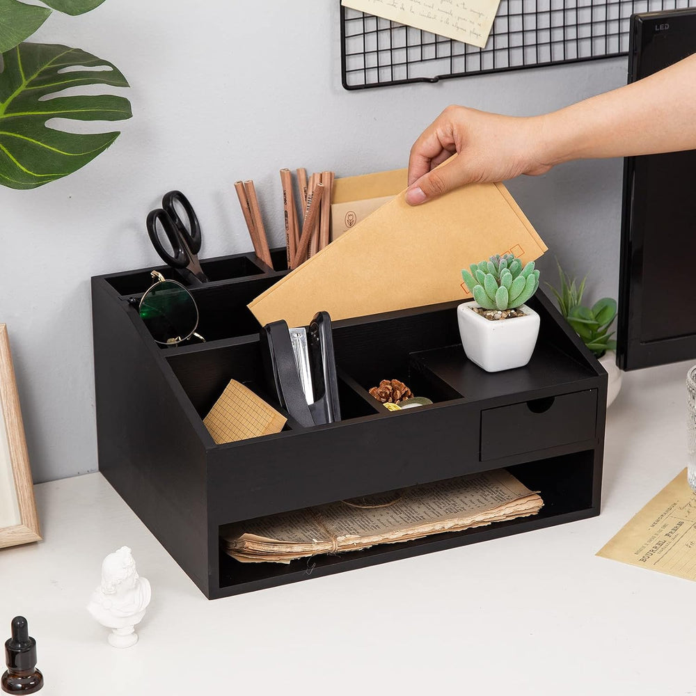 Wood Desk Drawer Organizers with File Organizer Pen holder Office Decor combo...