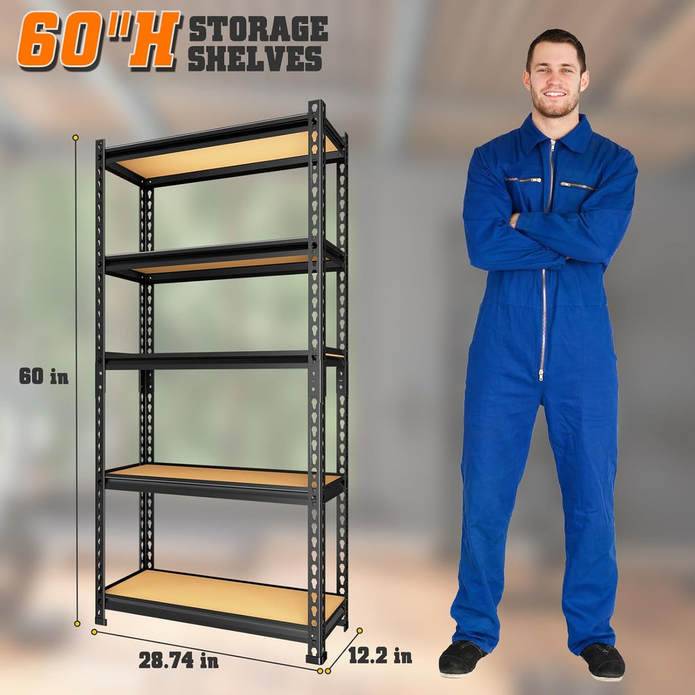 LEVELEVE 5-Tier Storage Shelving Unit, Metal, for Garage, Kitchen, Laundry Ro...