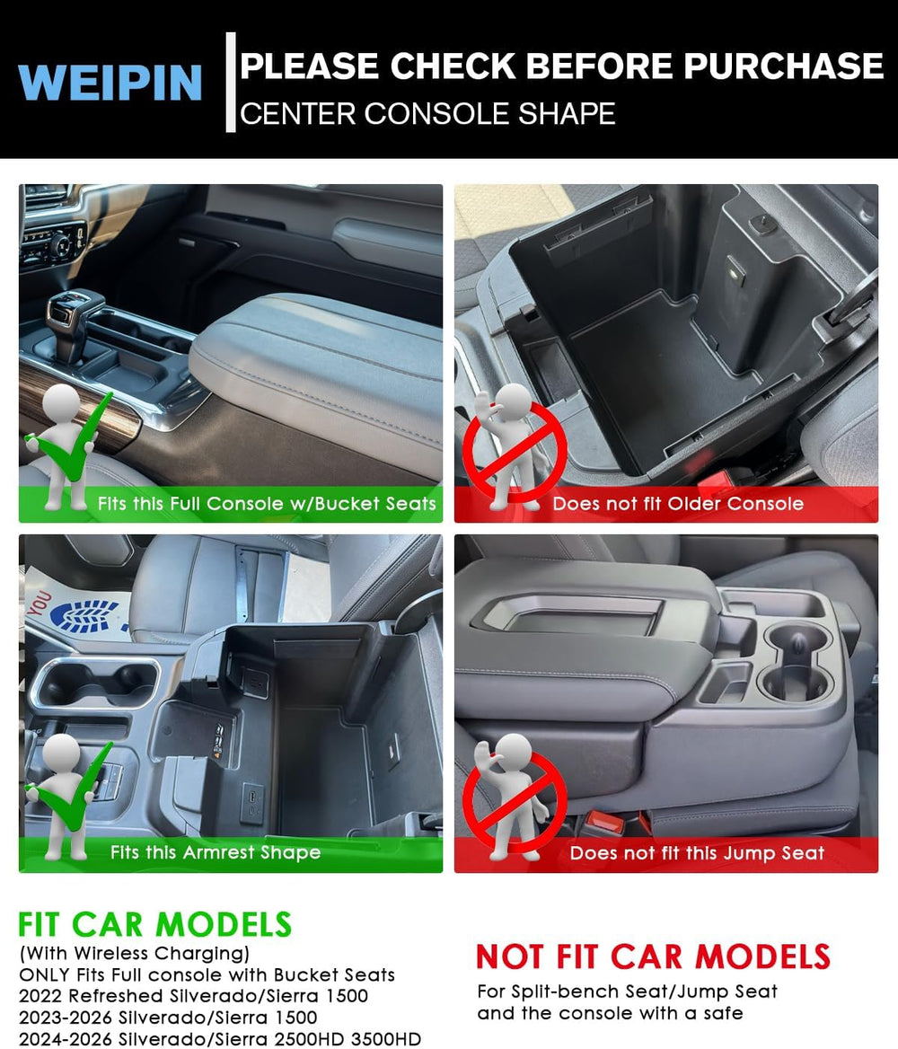 Silverado Sierra Center Console Organizer - Refreshed Models 2024-2026 Chevy ...