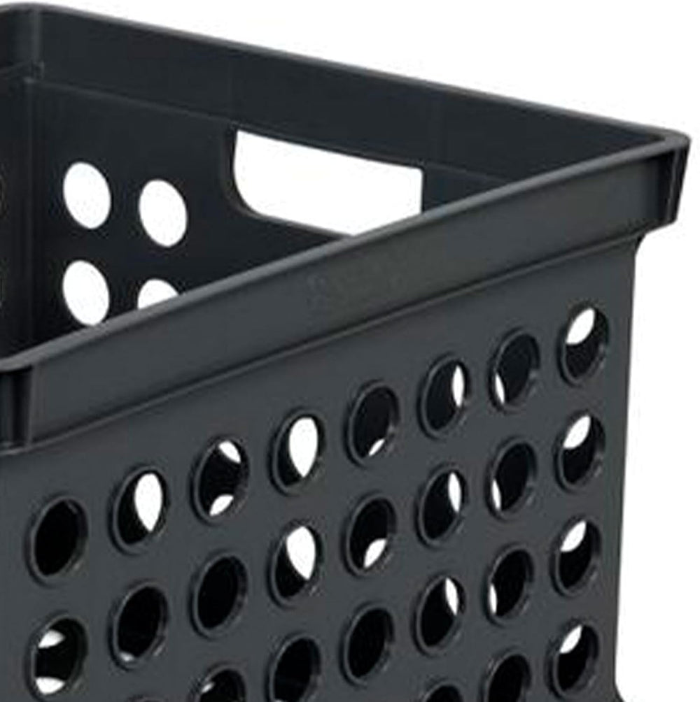 Sterilite Storage Crate Bin File Organizer for Home & Office, Black, 6-Pack