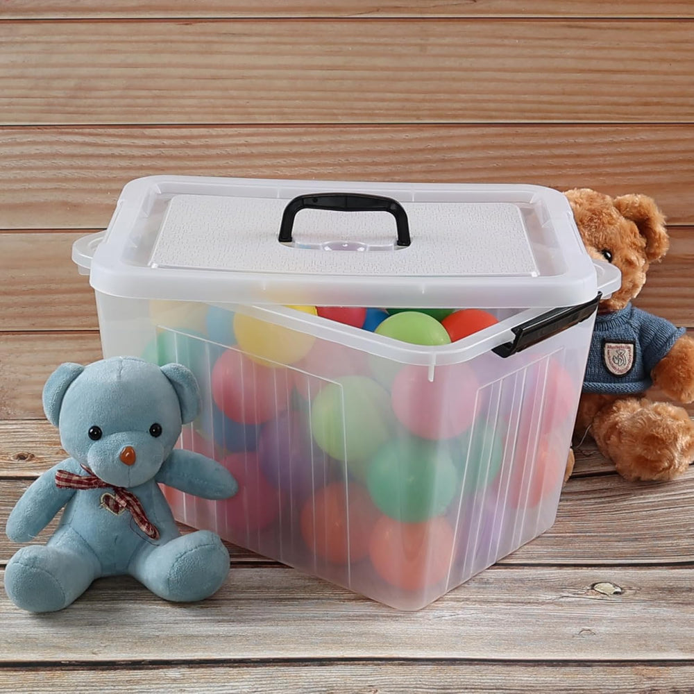 Farmoon 20 Quart Clear Latching Storage Bin, 4 Packs Lidded Storage Boxes