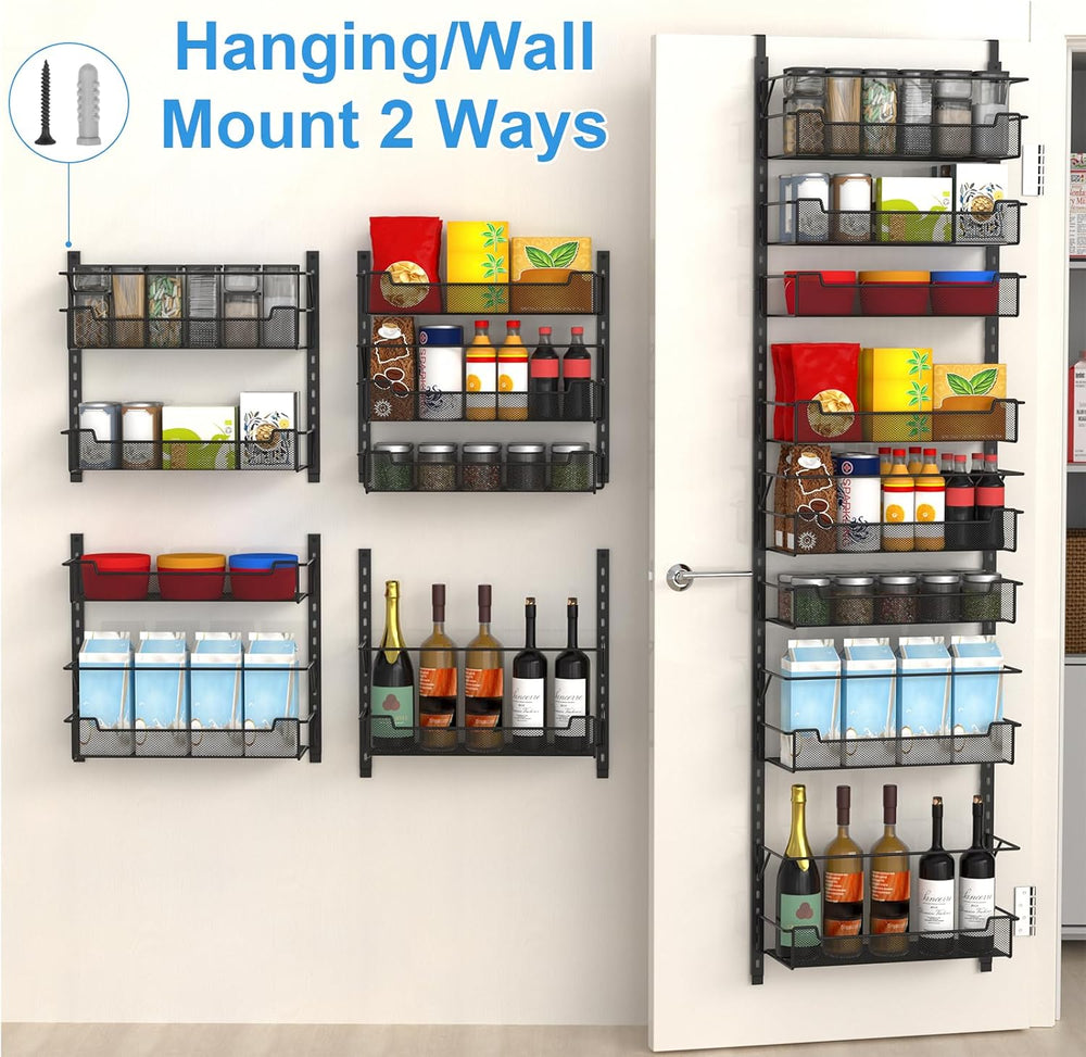VyGrow Over the Door Pantry Organizer, 8-Tier Over the Door Organizer with Ad...