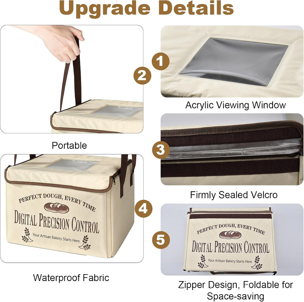 Bread Proofing Box, Folding Dough Proofing Warming Box with 50-113℉ Temp Cont...
