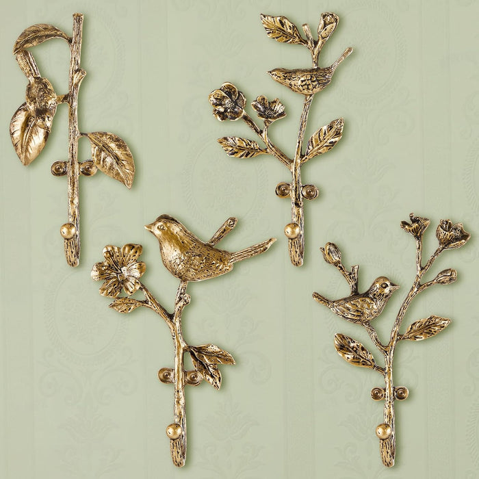 4 Pack Vintage Bird Hooks for Wall Decorative Hooks,5.9 to 6.7 in