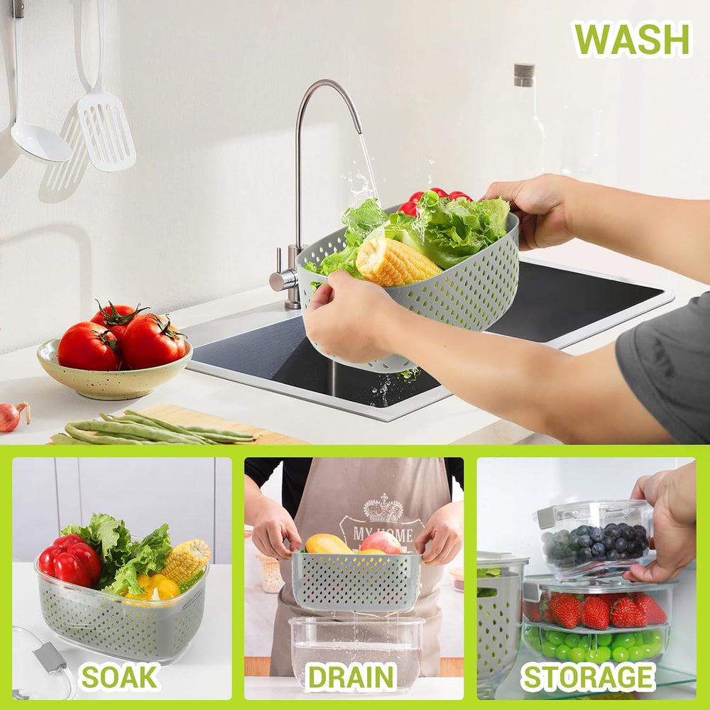 LUXEAR Fresh Produce Vegetable Fruit Storage Containers 3Piece Set, BPA-free ...